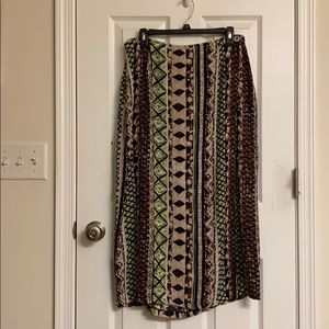Ashley Stewart Gorgeous Green Brown Pattern Full-wrap Maxi Skirt Size 14